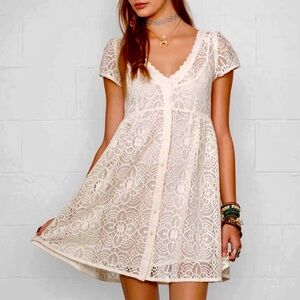 Denim & Supply Ralph Lauren White Crocheted Babydoll Dress Sz. Med
